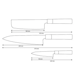Shinrai Knives - Takumi Kaza 3-delige Damascus Messenset - Koksmes + Nakiri + Schilmes
