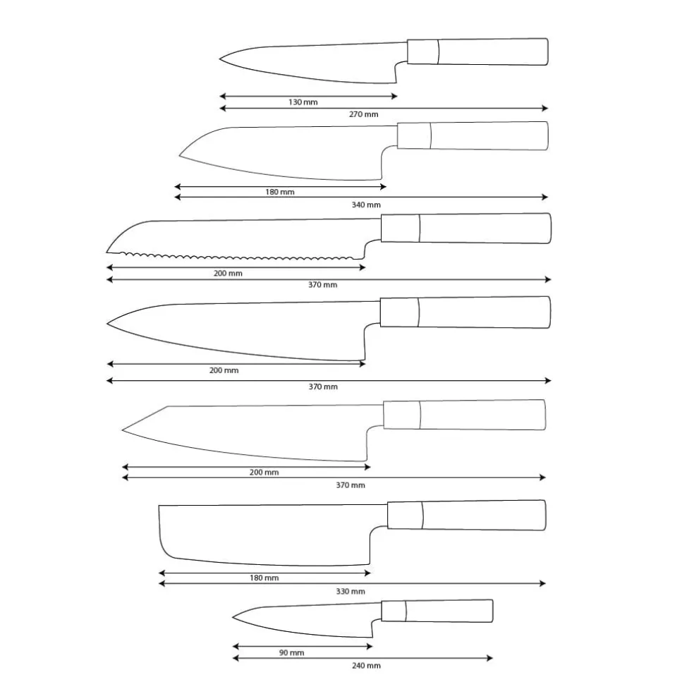 Shinrai Knives - Takumi Kaza 7-delige Damascus Messenset