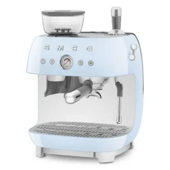 Smeg - Espressomachine | Pastelblauw | Jaren 50 | Handmatige espressomachine met geïntegreerde bonenmaler