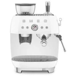 Smeg - Espressomachine | Wit | Jaren 50 | Handmatige espressomachine met geïntegreerde bonenmaler