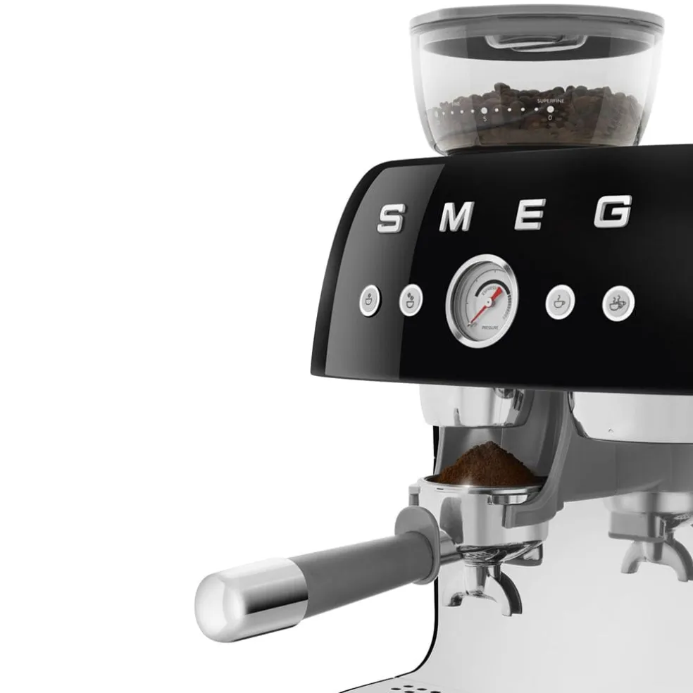 Smeg - Espressomachine | Zwart | Jaren 50 | Handmatige espressomachine met geïntegreerde bonenmaler