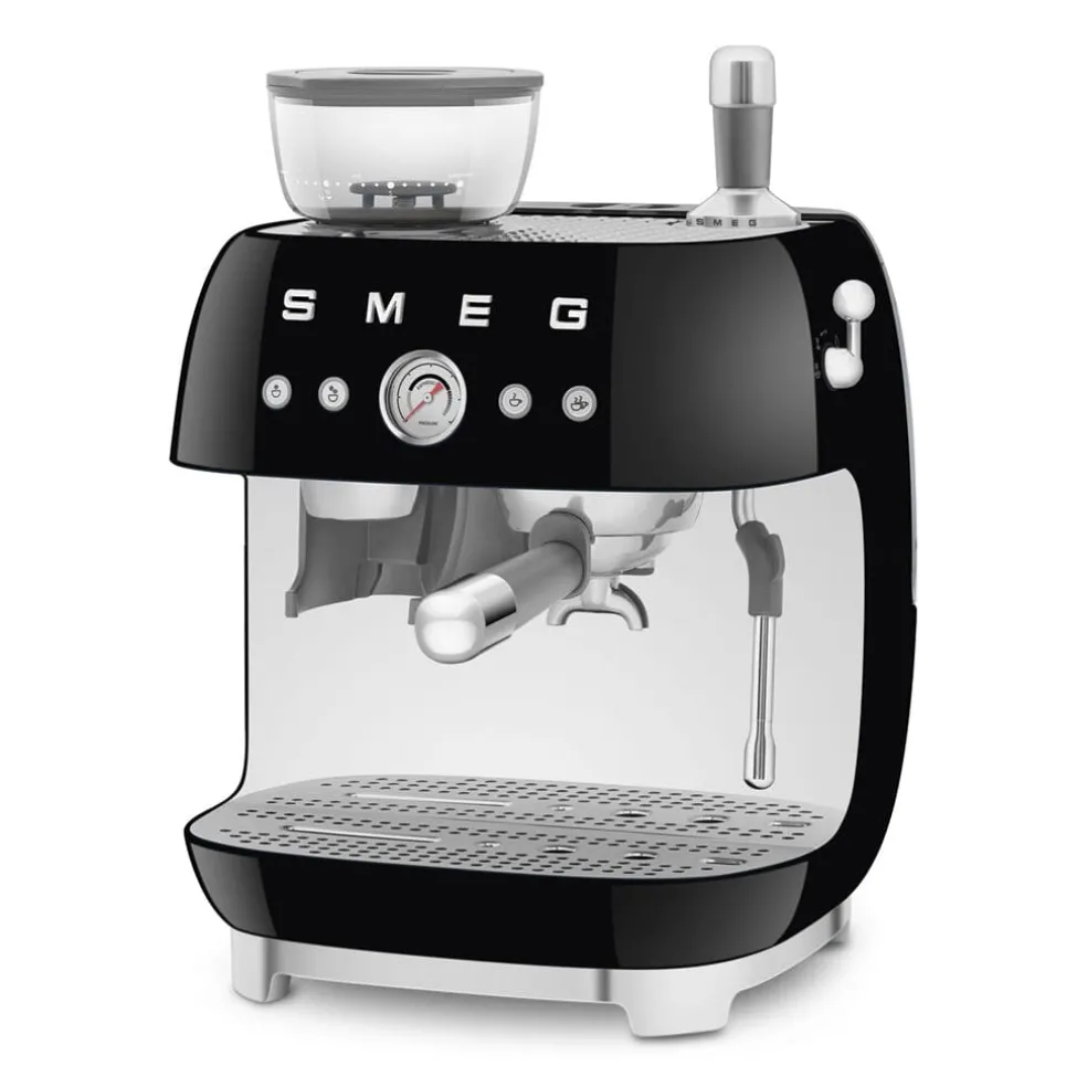 Smeg - Espressomachine | Zwart | Jaren 50 | Handmatige espressomachine met geïntegreerde bonenmaler