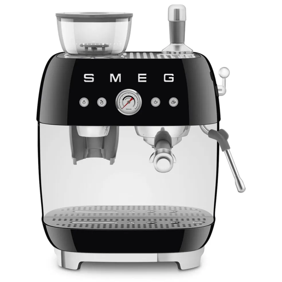 Smeg - Espressomachine | Zwart | Jaren 50 | Handmatige espressomachine met geïntegreerde bonenmaler