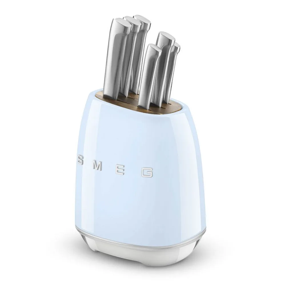 SMEG - Messenblok met 6 messen Pastelblauw