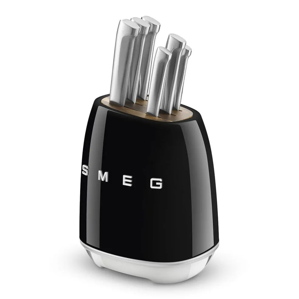 SMEG - Messenblok met 6 messen Zwart