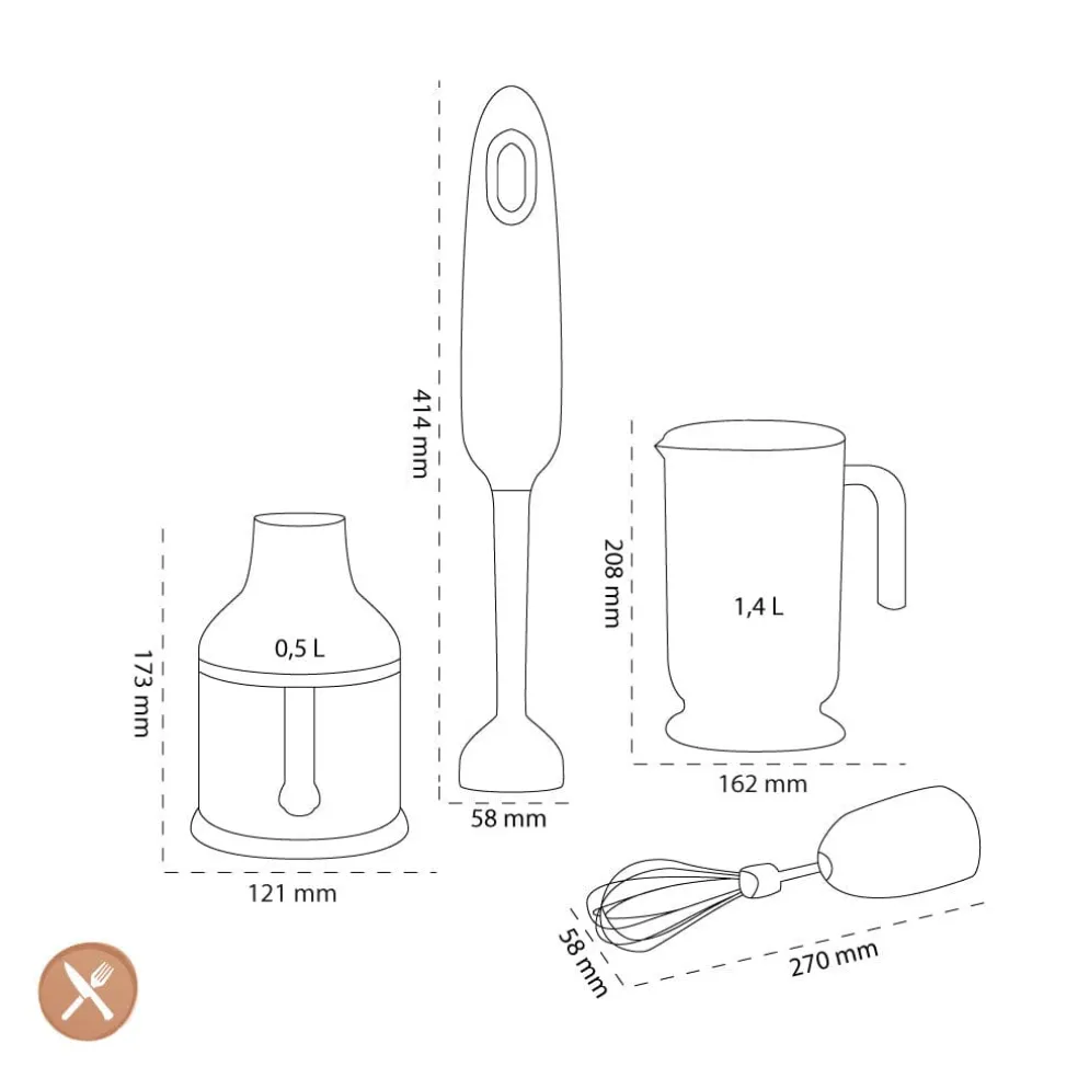 Smeg - Staafmixer | Pastel Blauw | Jaren 50 | Staafmixer met accessoires