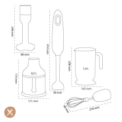 Smeg - Staafmixer | Rood | Jaren 50 | Staafmixer met accessoires +