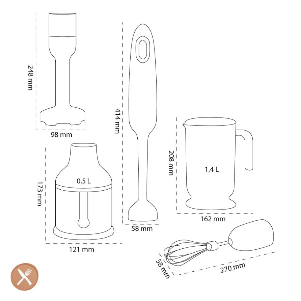 Smeg - Staafmixer | Rood | Jaren 50 | Staafmixer met accessoires +